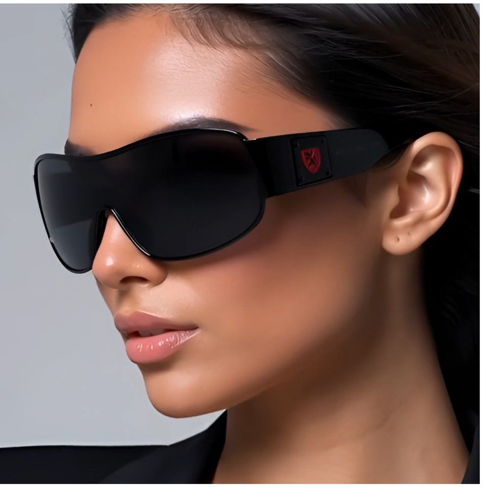 Fashion Women Square Style Sunglasses Silver Black Sport Shades,Black/Red Lentes